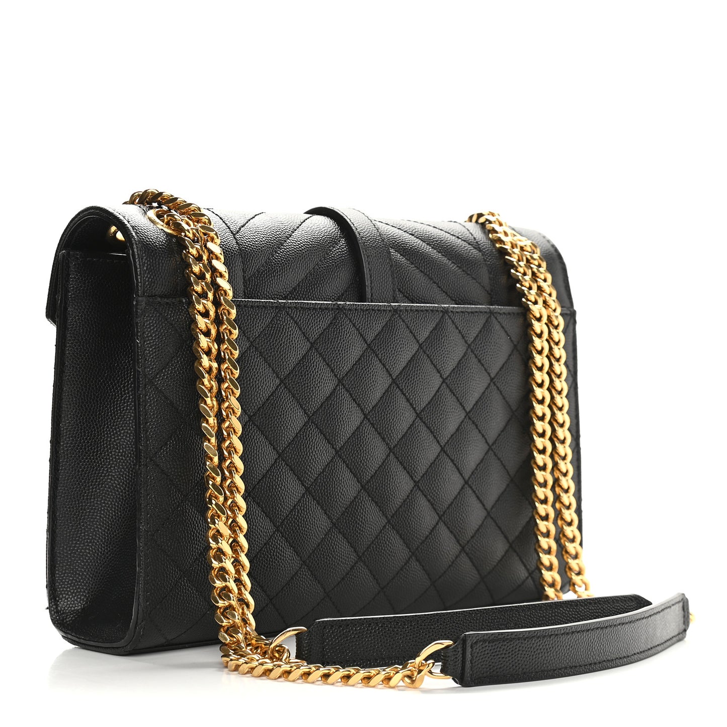 Grain De Poudre Textured Mixed Matelasse Triquilt Medium Monogram Satchel Black