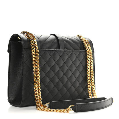 Saint Laurent Grain De Poudre Textured Mixed Matelasse Triquilt Medium Monogram Satchel Black 3 of 10