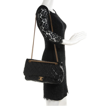 Chanel Crumpled Grained Calfskin Large Shiva Flap Black 2 of 8