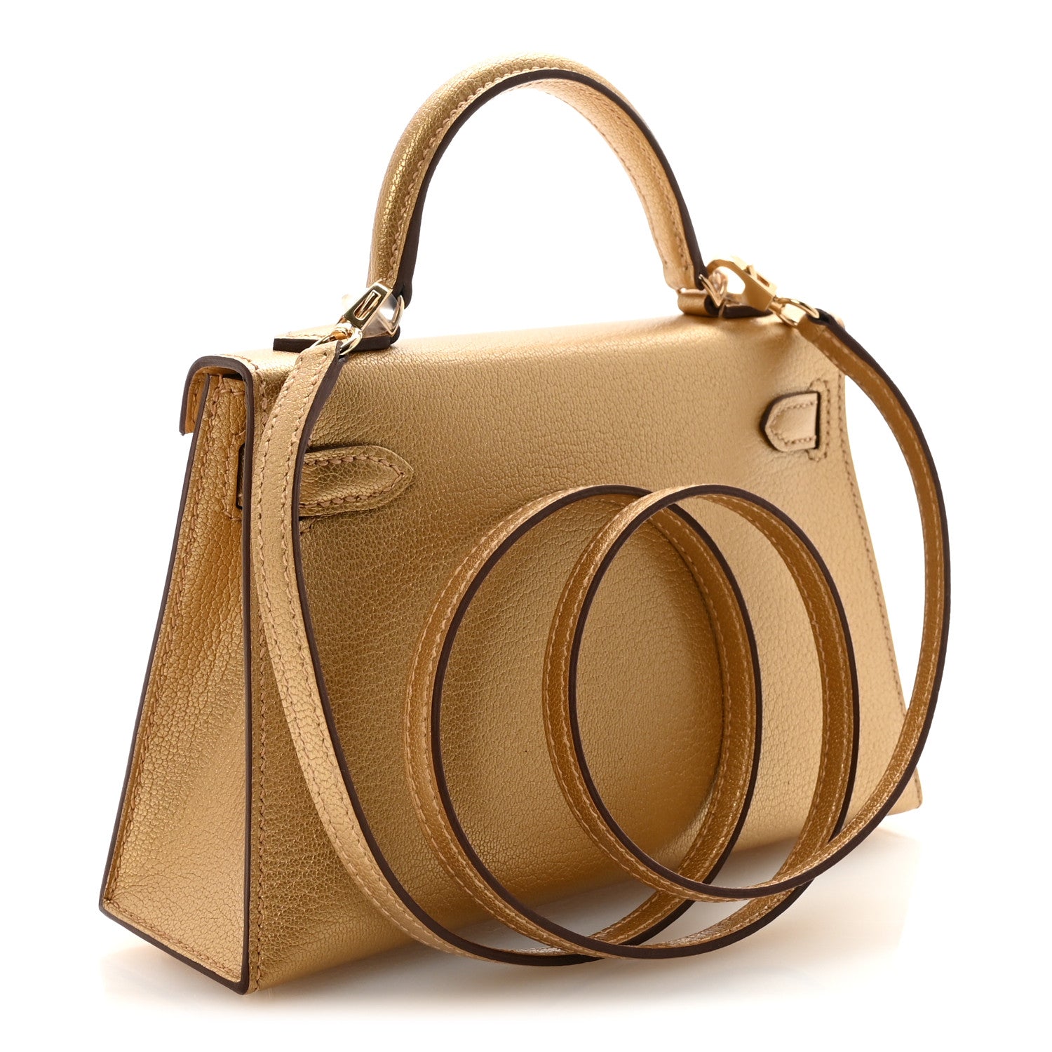 Hermes Metallic Chevre Chamkilight Mini Kelly Sellier 20 Dore
