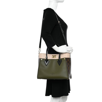 Louis Vuitton Calfskin Monogram On My Side MM Laurier Green Toffee Latte Beige 2 of 10