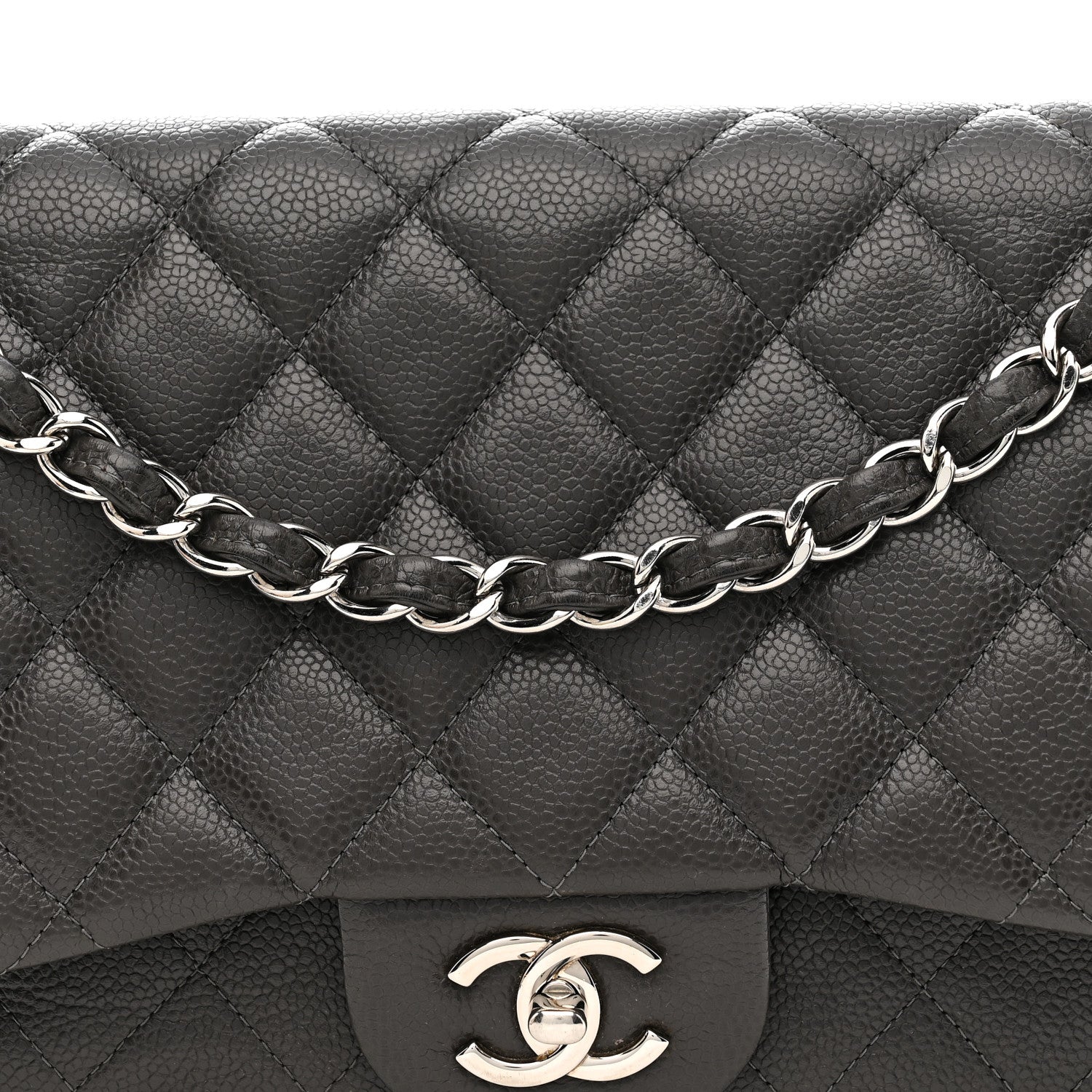 Chanel Caviar Quilted Jumbo Double Flap Grey 8 of 15