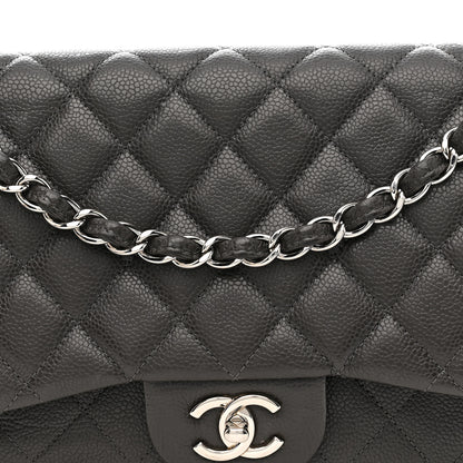 Chanel Caviar Quilted Jumbo Double Flap Grey 8 of 15