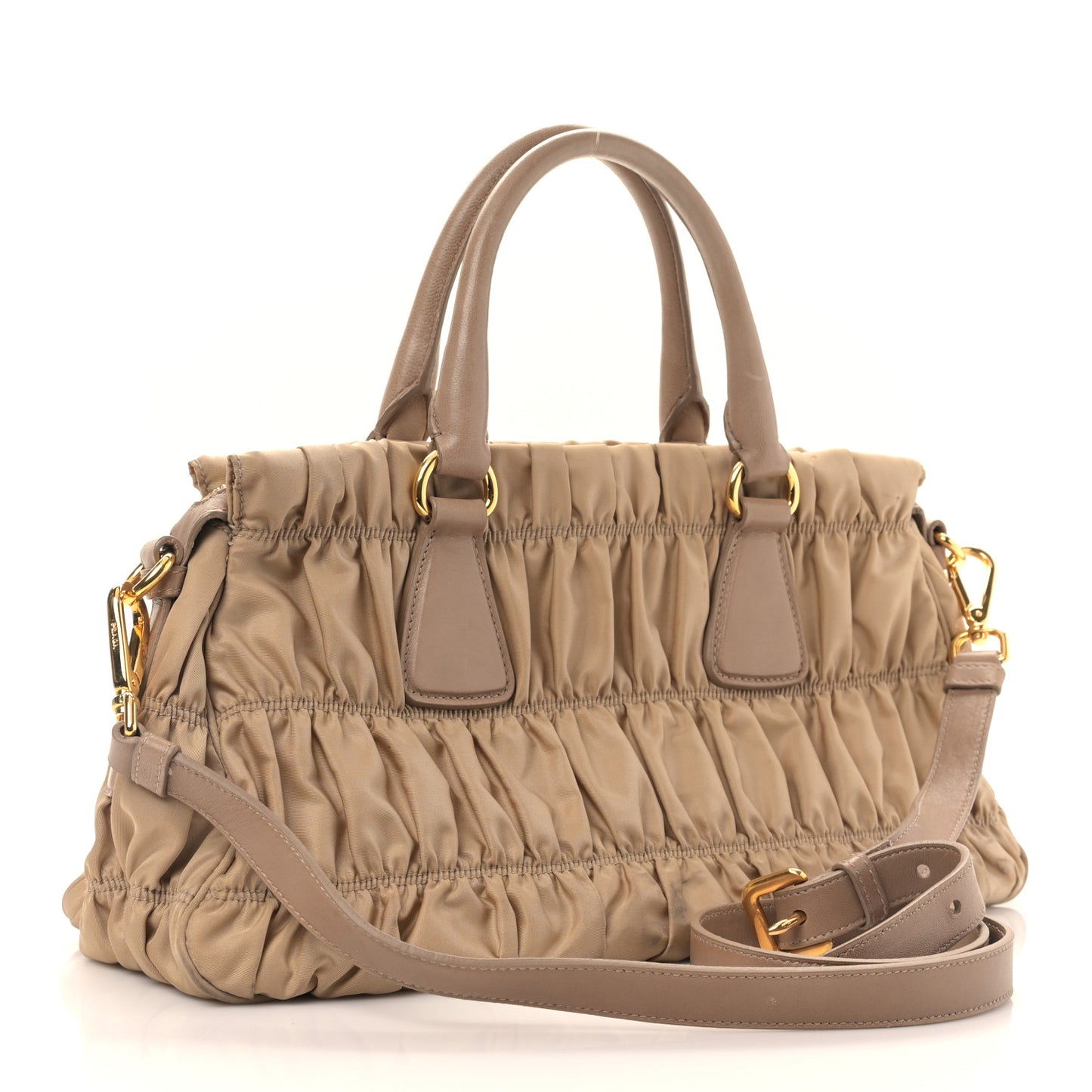 Tessuto Nylon Gaufre Tote Cammello