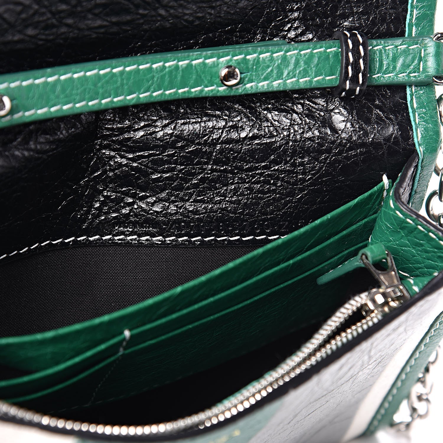 Balenciaga Agneau Arena Multicolore Bazar Chain Shoulder Bag Green Grey Black 7 of 10