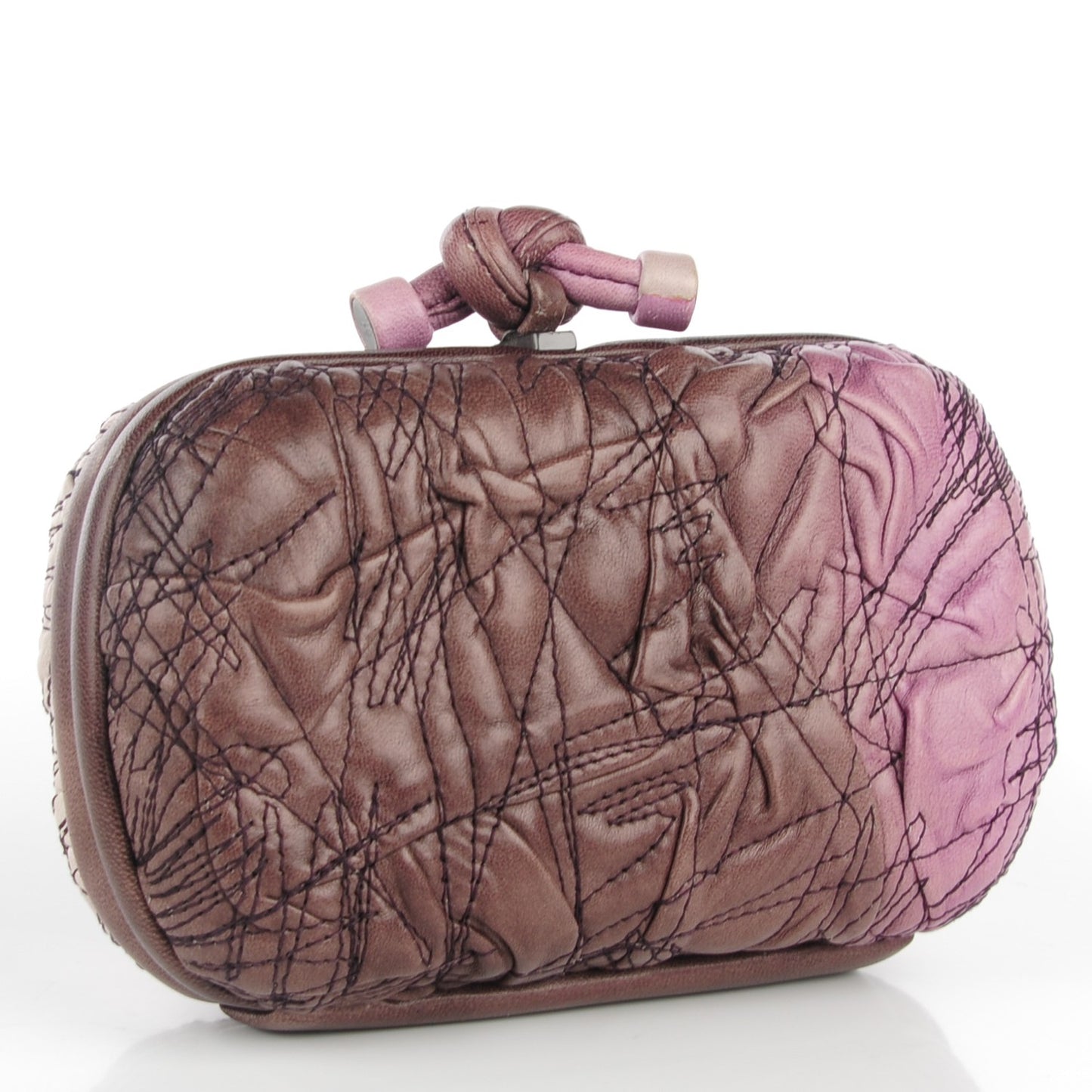 Nappa Stitched Knot Clutch Orchid