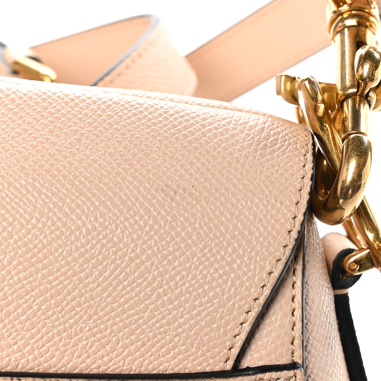 Grained Calfskin Saddle Bag With Strap Beige