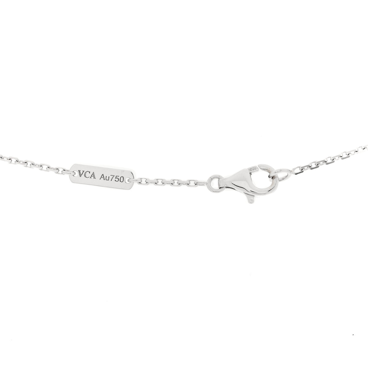 18K White Gold Mother Of Pearl Vintage Alhambra Pendant Necklace