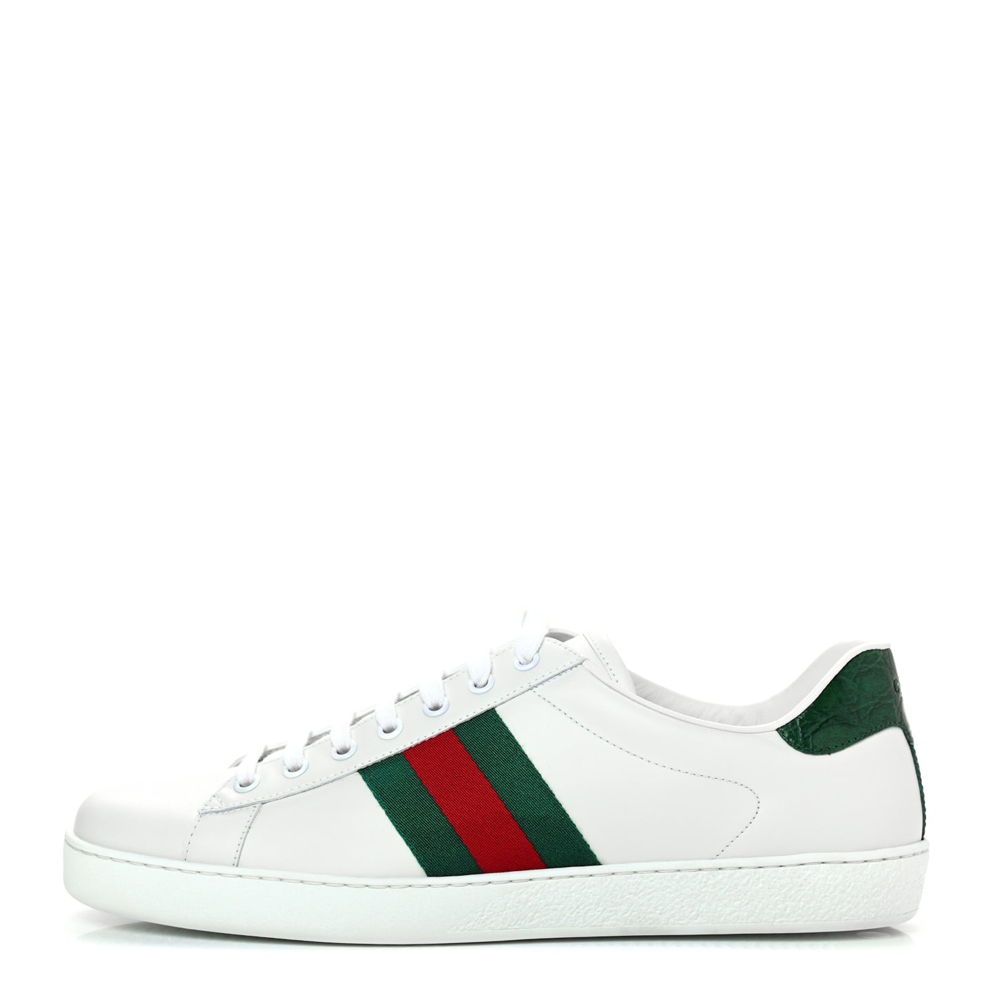 Calfskin Crocodile Web Mens Ace Sneakers 9 White Green