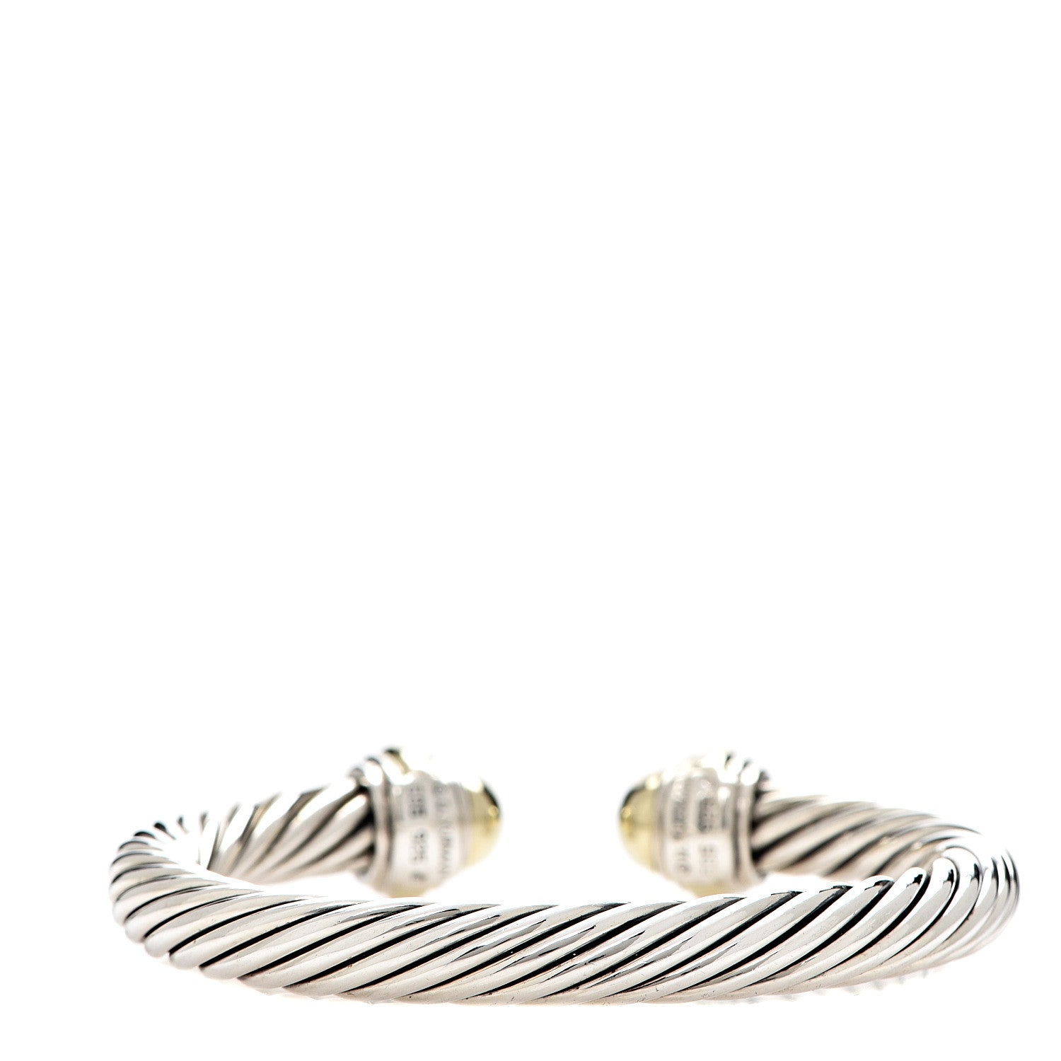 David Yurman Sterling Silver 14K Yellow Gold 7mm Cable Classics Bracelet 2 of 3