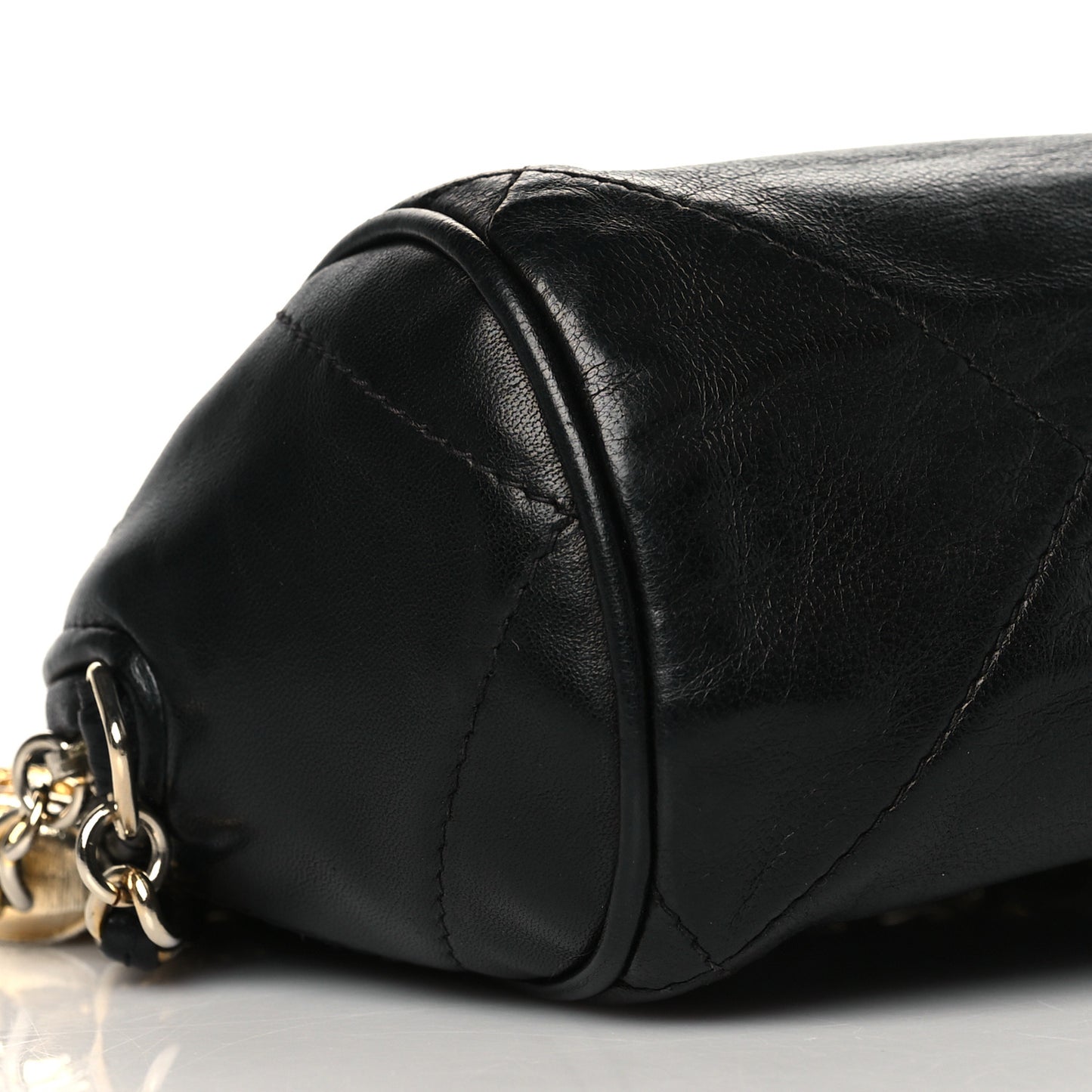 Lambskin Quilted Small Tassel Camera Case Black
