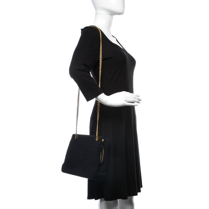 Chanel Wool Boucle Chevron Quilted Shoulder Bag Black 2 of 11