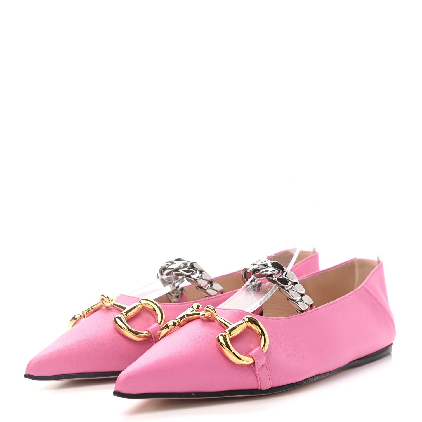 Nappa Charlotte Deva Horsebit Chain Embellished Flats 37 Pink Tropical Flower