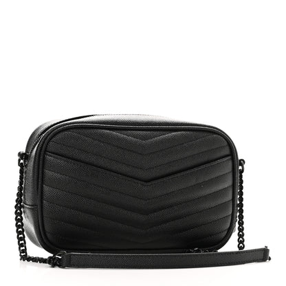 Saint Laurent Grain De Poudre Matelasse Monochrome Monogram Mini Lou Camera Bag Black 3 of 11