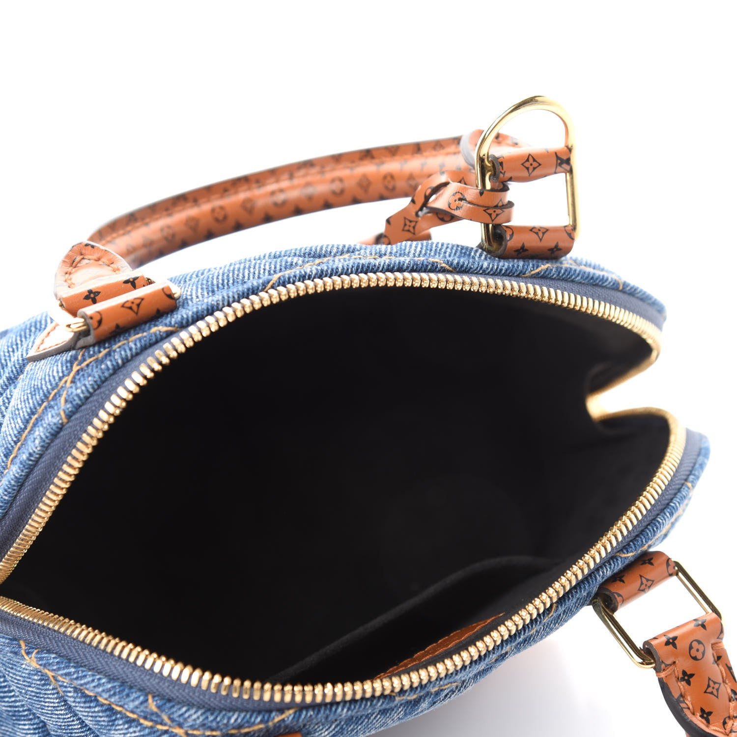 Louis Vuitton Denim Calfskin Reverse Monogram Malletage Alma BB Blue 5 of 10