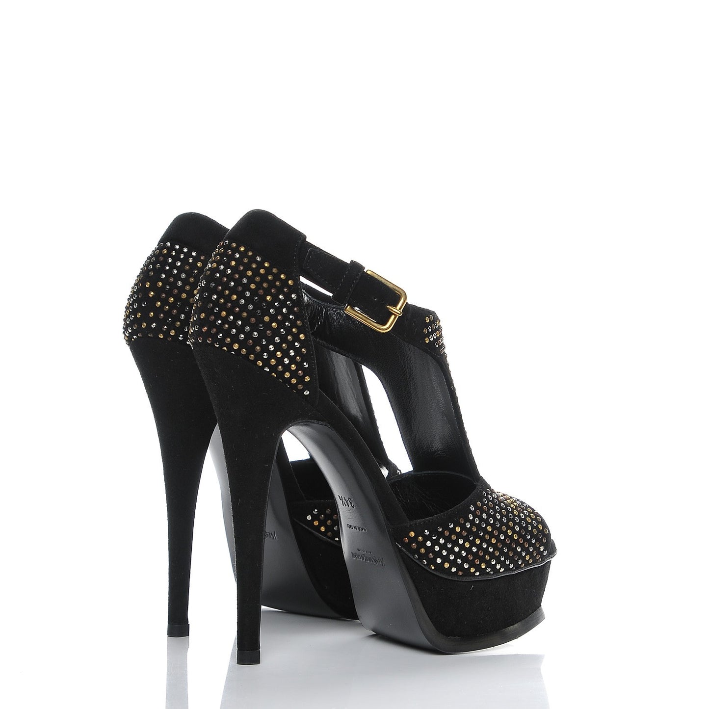 Suede Studded Tribute 105 Platform Sandals 34.5 Black