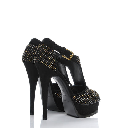 Saint Laurent Suede Studded Tribute 105 Platform Sandals 34.5 Black 4 of 8