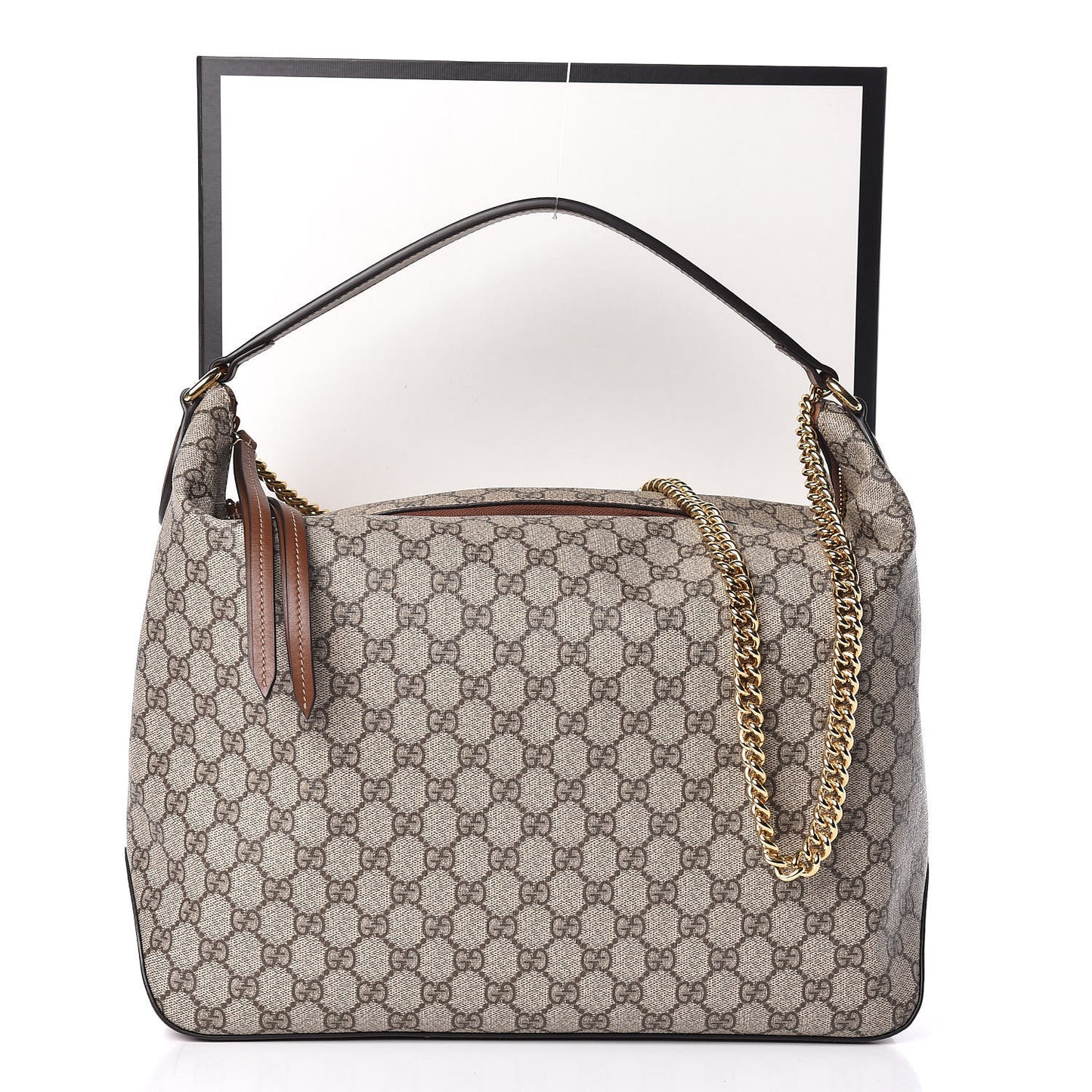 GG Supreme Monogram Large Linea A Hobo Light Brown