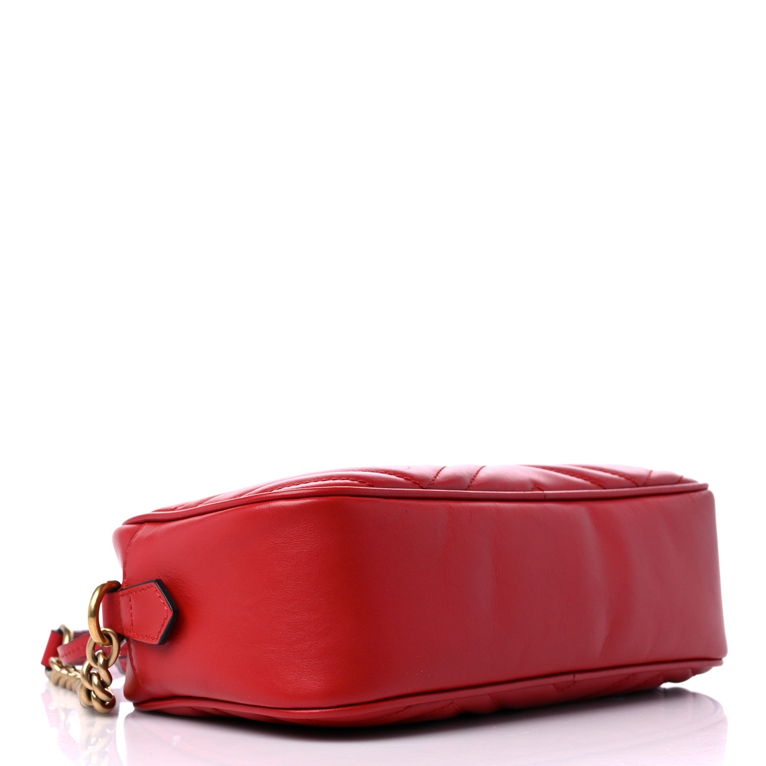 Gucci Calfskin Matelasse Small GG Marmont Chain Shoulder Bag Hibiscus Red 4 of 12