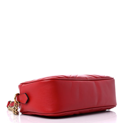 Gucci Calfskin Matelasse Small GG Marmont Chain Shoulder Bag Hibiscus Red 4 of 12