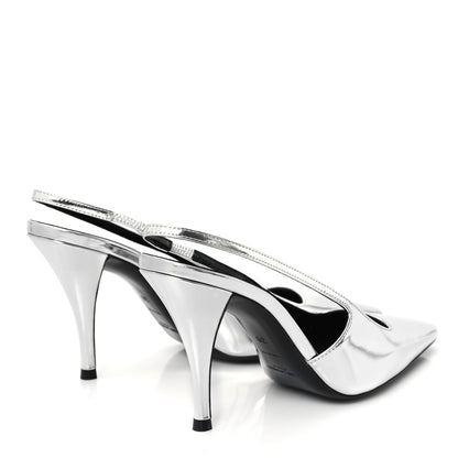 Saint Laurent Patent Tom 90 Dream Slingback Pumps 36 Argento 5 of 10