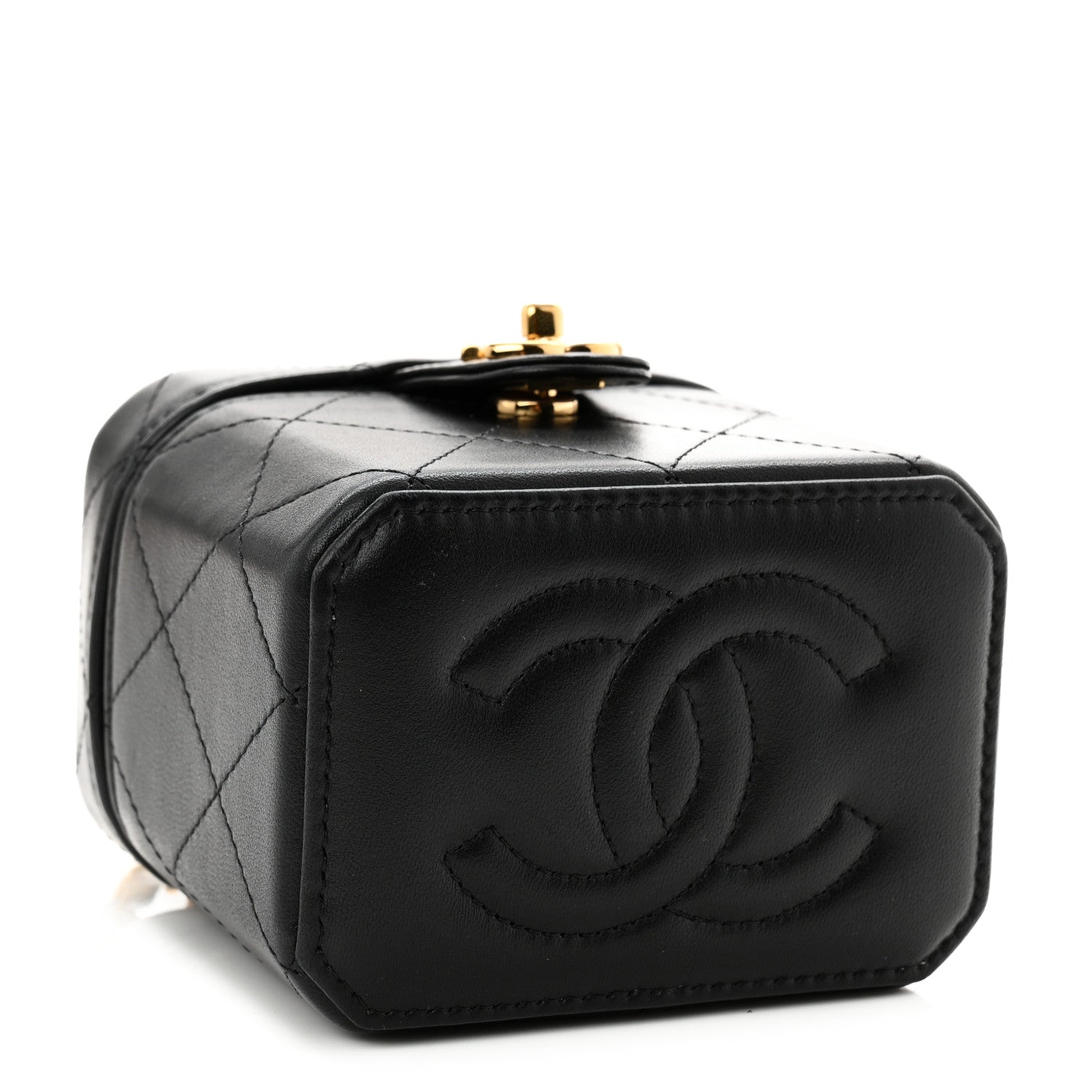 Chanel Lambskin Quilted Vanity Clutch With Chain  Black 4 of 10