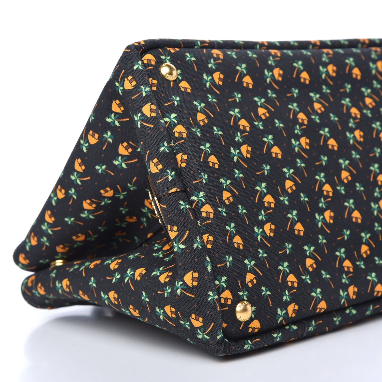 Prada Canapa Palm Tree Print Logo Tote Black 8 of 9