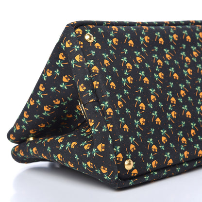 Prada Canapa Palm Tree Print Logo Tote Black 8 of 9