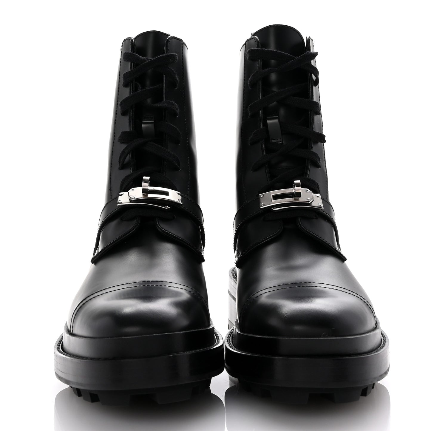 Glossed Calfskin Funk Ankle Boots 38 Black