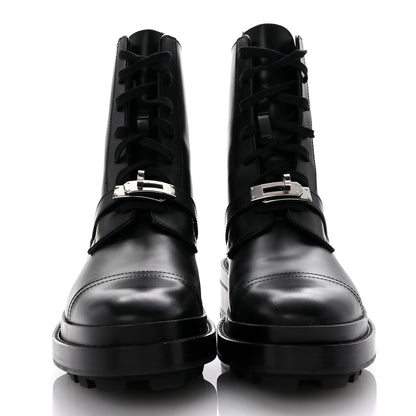 Hermes Glossed Calfskin Funk Ankle Boots 38 Black 3 of 9