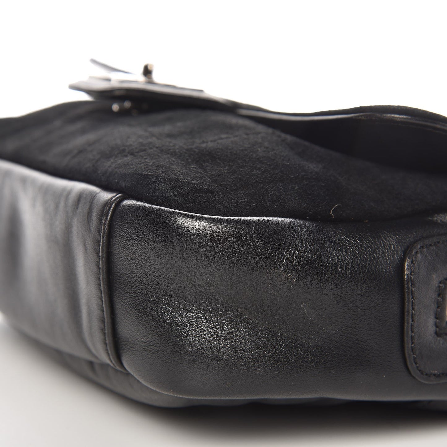 Suede Lambskin Square Stitched CC Flap Bag Black