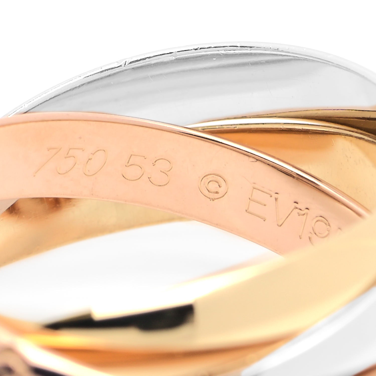Cartier 18K Pink Yellow White Gold Classic Trinity Ring 53 6.25 4 of 6
