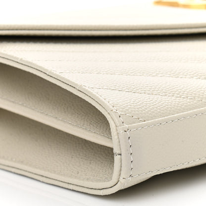 Saint Laurent Grain De Poudre Matelasse Chevron Monogram Chain Wallet Crema Soft 8 of 10