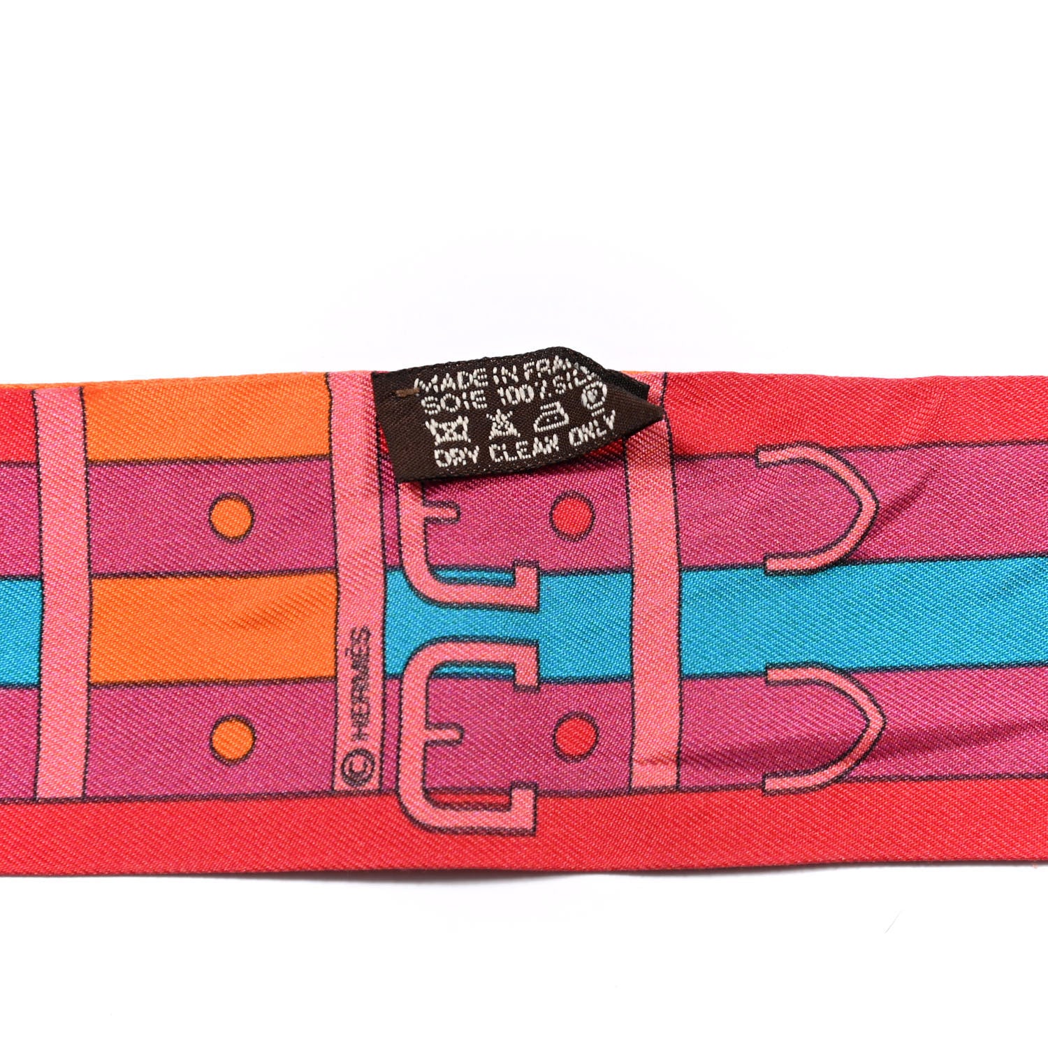 Hermes Silk Rocabar Twilly Orange Rouge Framboise 2 of 4