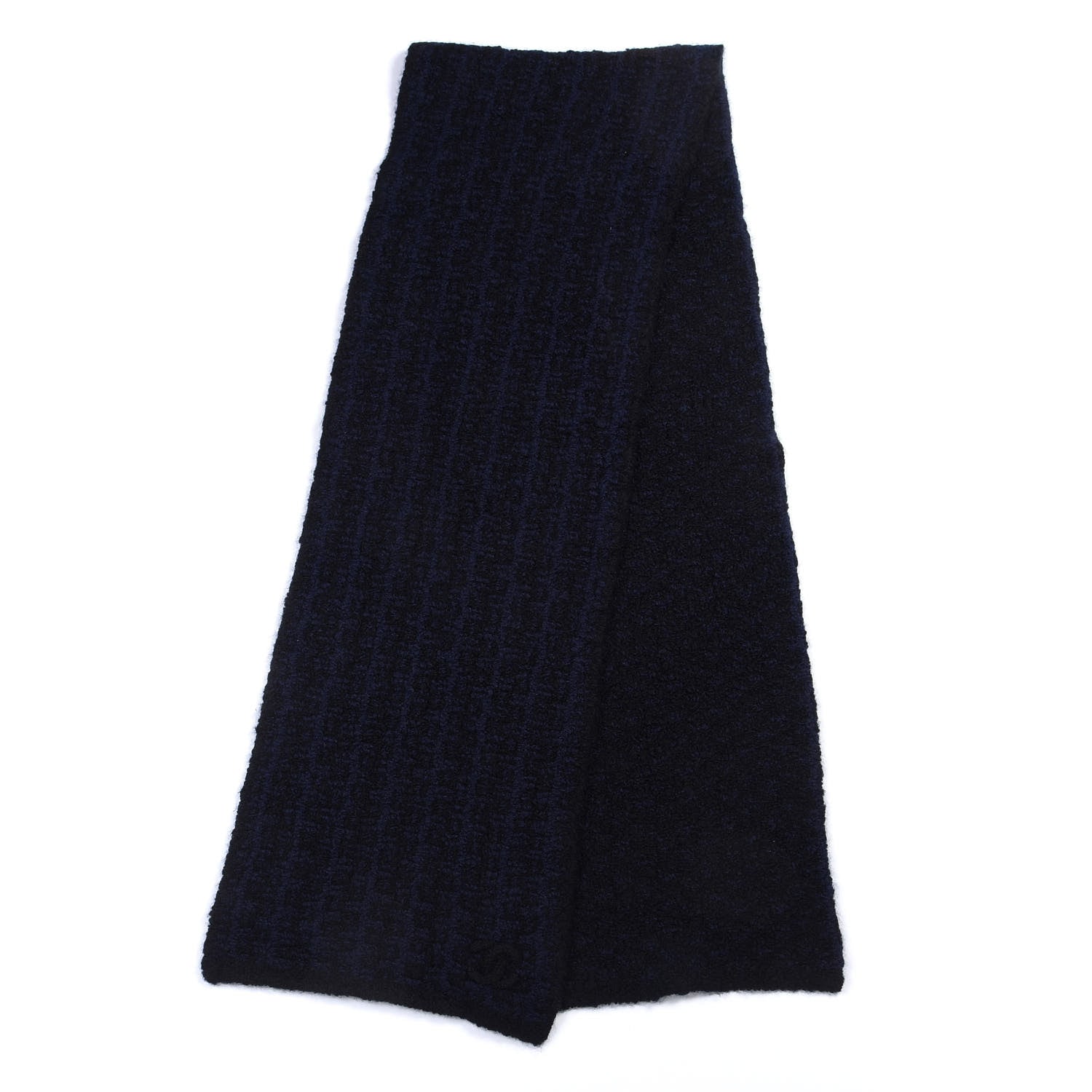 Chanel Cashmere Silk CC Scarf Black Navy 1 of 3