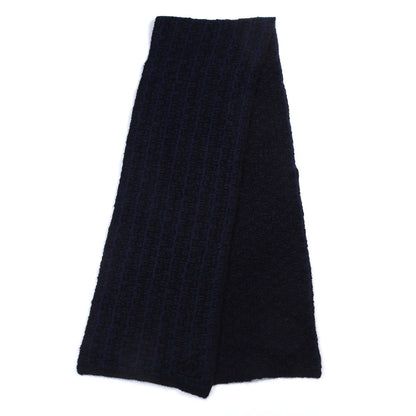 Chanel Cashmere Silk CC Scarf Black Navy 1 of 3