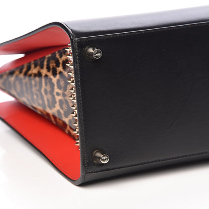 Christian Louboutin Calfskin Patent Leopard Spiked Large Paloma Black 7 of 16