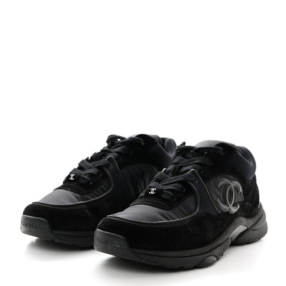 Chanel Nylon Calfskin Suede CC Sneakers 39 Black 3 of 9