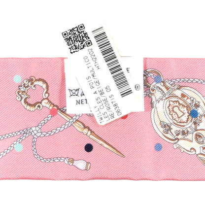 Hermes Silk Les Cles A Pois Twilly Rose Beige Multicolor 3 of 3