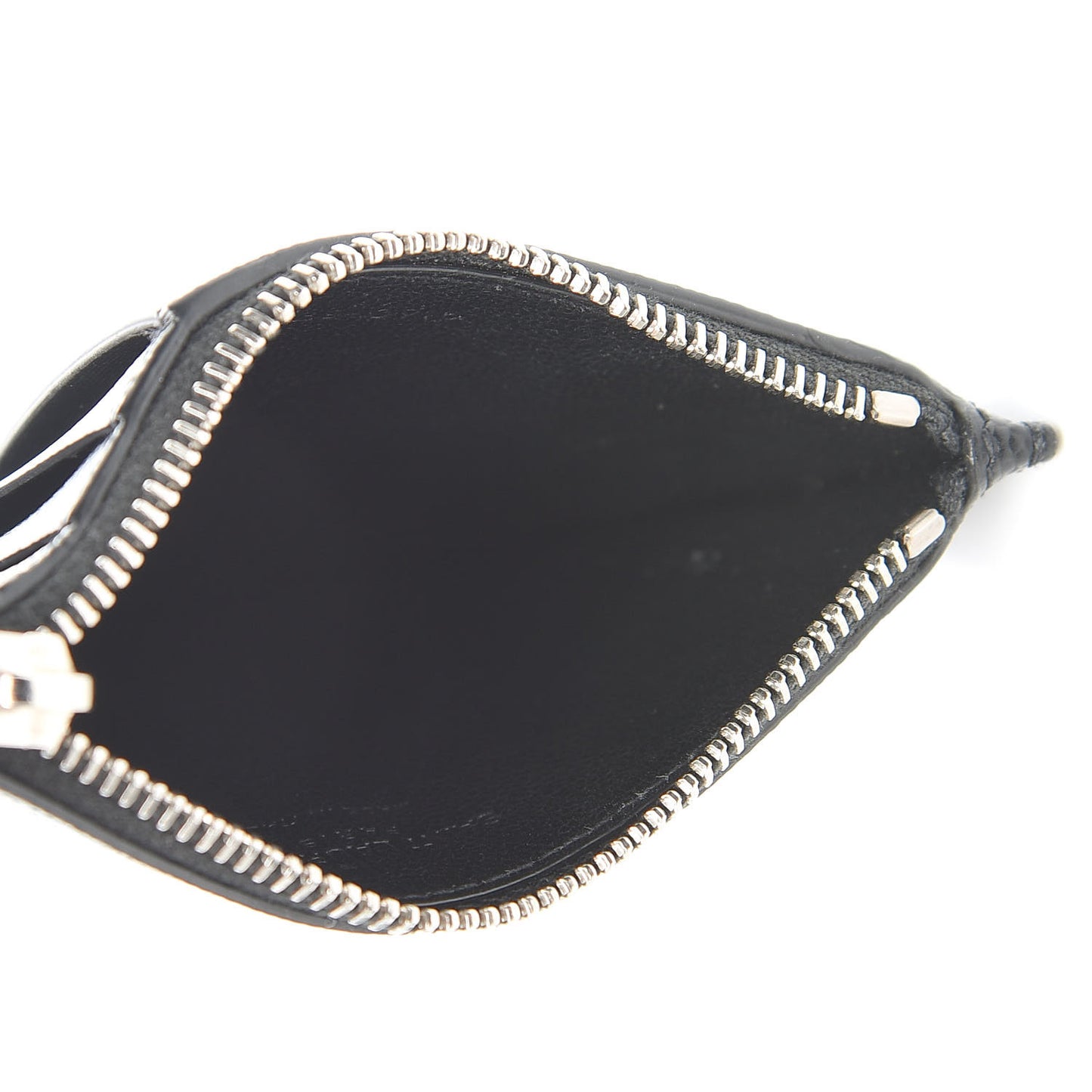 Grained Calfskin 5 Fragments Zip Pouch Card Holder Black