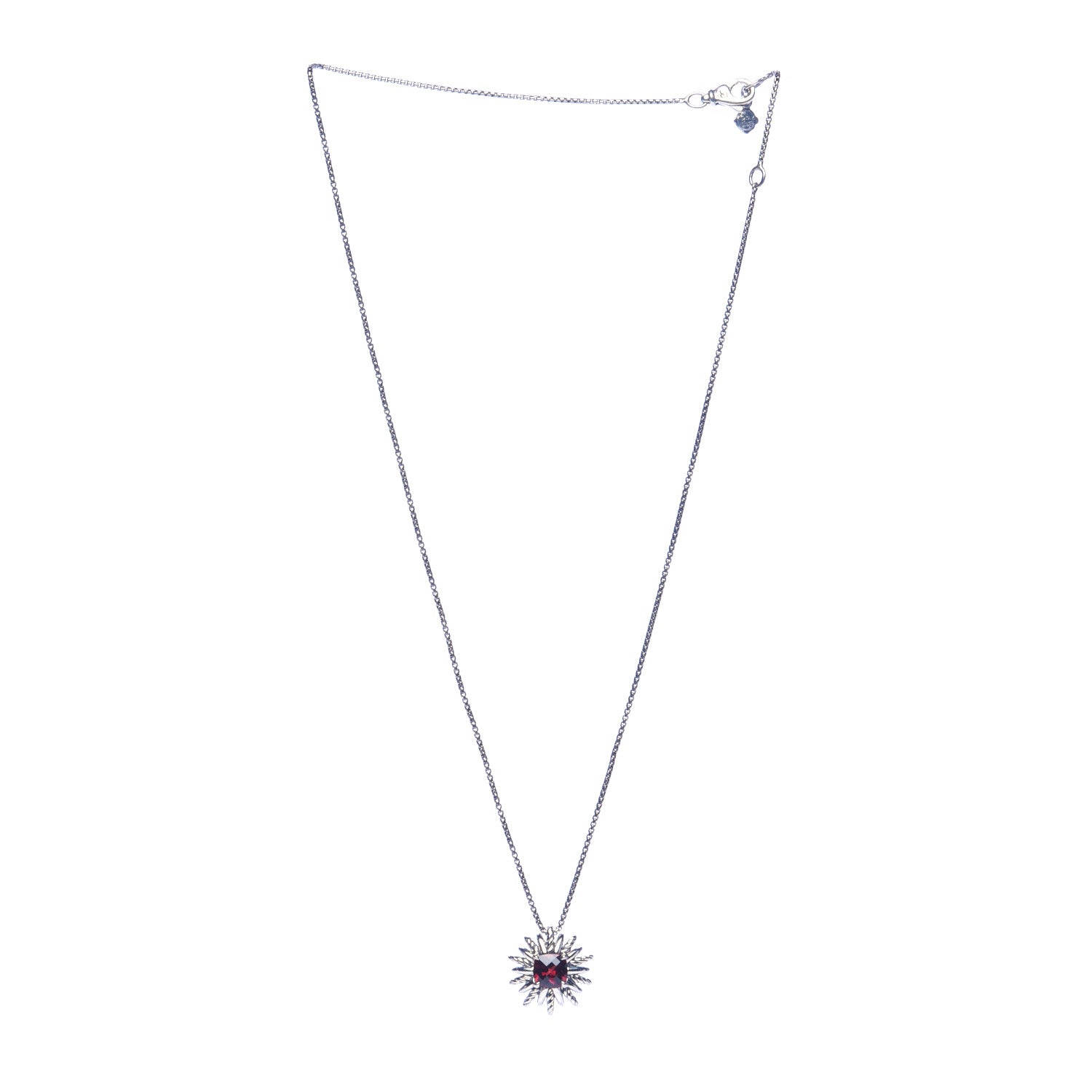 David Yurman Sterling Silver Garnet Starburst Pendant Necklace 3 of 7
