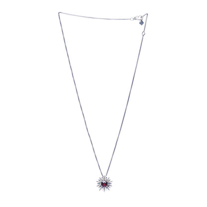 David Yurman Sterling Silver Garnet Starburst Pendant Necklace 3 of 7