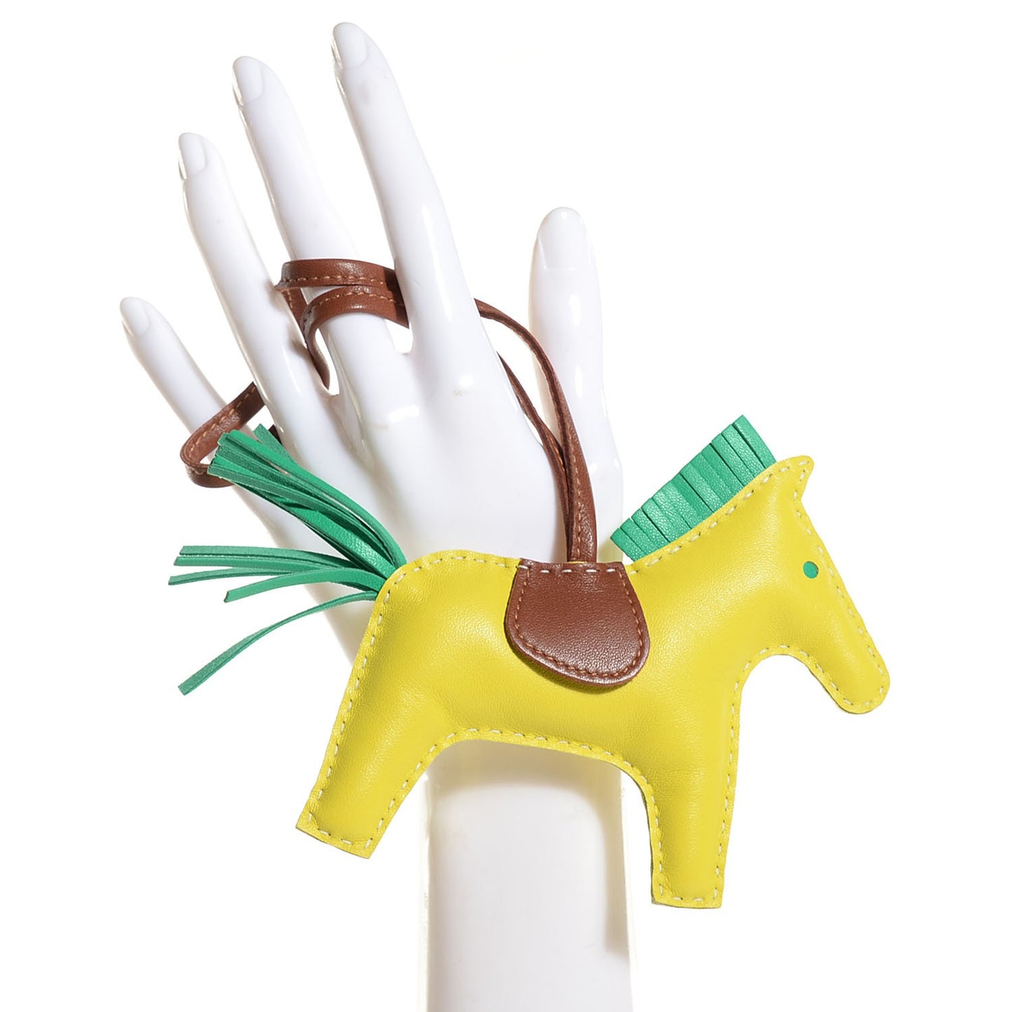 Milo Lambskin Grigri Rodeo Horse Bag Charm MM Lime Menthe Fauve