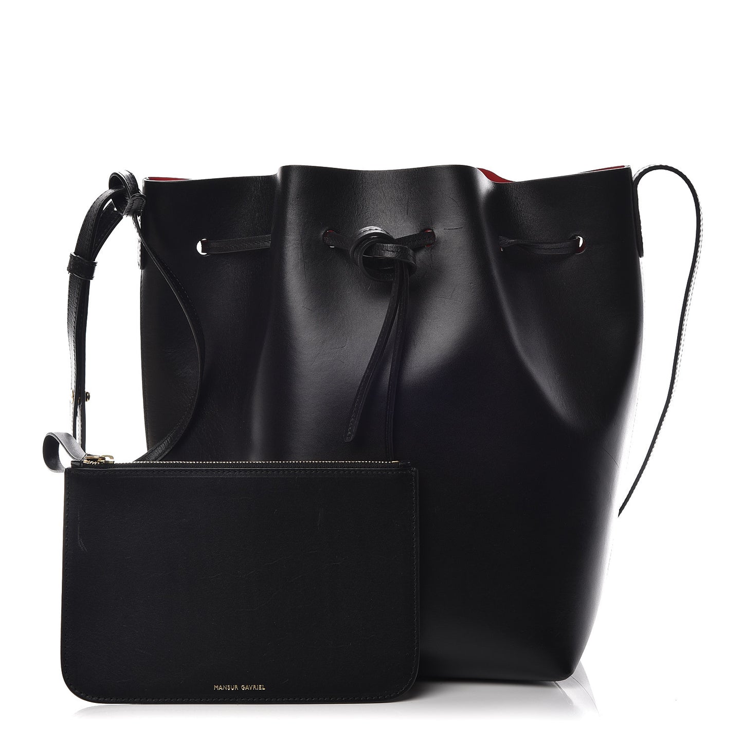 Vegetable Tanned Calfskin Bucket Bag Black Flamma