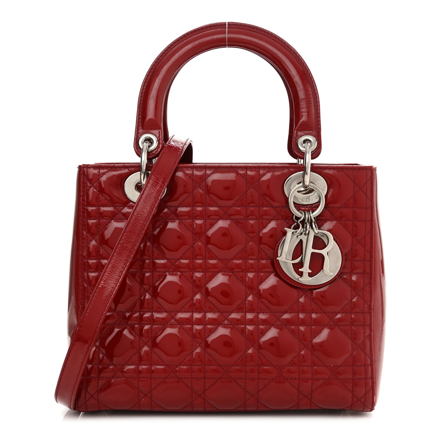 Christian Dior Patent Cannage Medium Lady Dior Red 1 of 19
