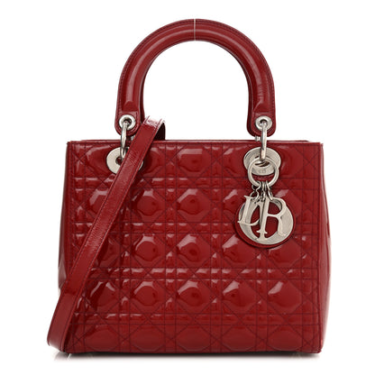 Christian Dior Patent Cannage Medium Lady Dior Red 1 of 19