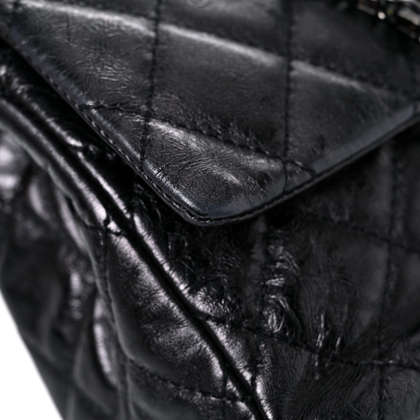 Metallic Aged Calfskin Quilted 2.55 Reissue 227 Flap So Black
