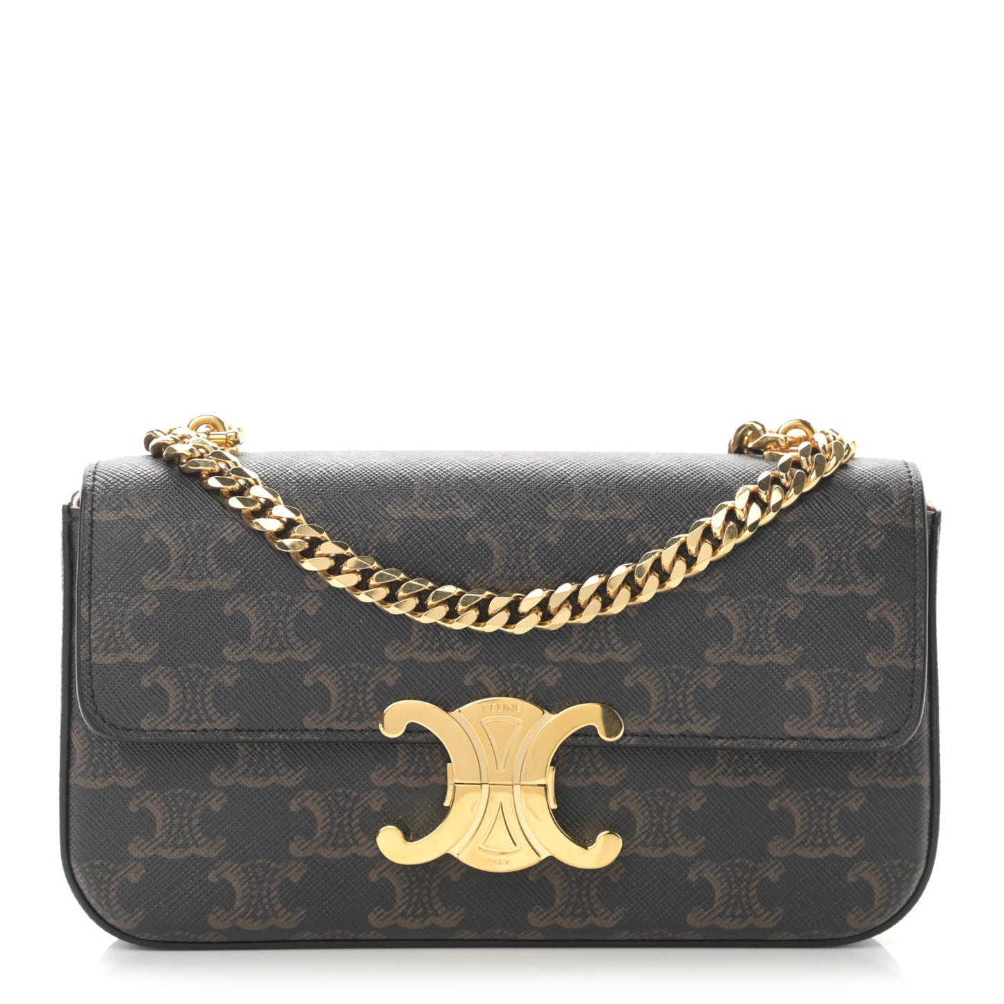 Triomphe Canvas Chain Shoulder Bag Tan