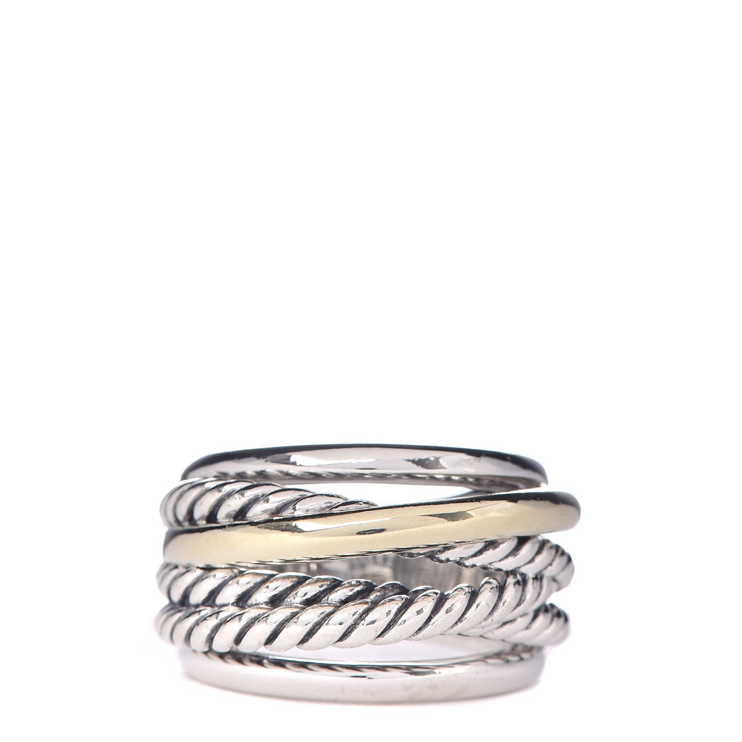 Sterling Silver 14K Yellow Gold Narrow Crossover Ring 52 6