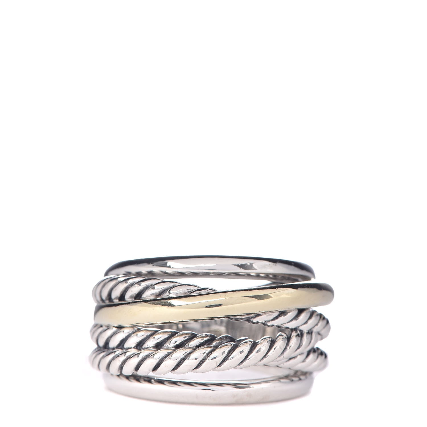 David Yurman Sterling Silver 14K Yellow Gold Narrow Crossover Ring 52 6 1 of 4